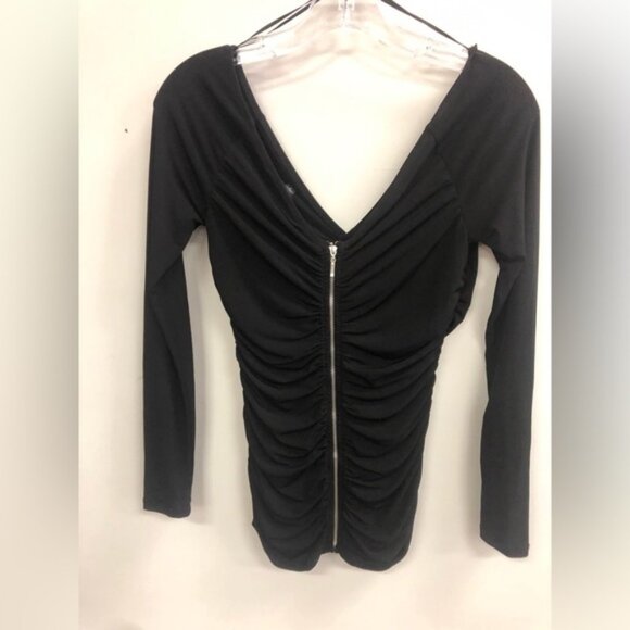 GUESS RUCHED TOP LONG SLEEVE WITH BACK ZIPPER - Picture 2 of 4